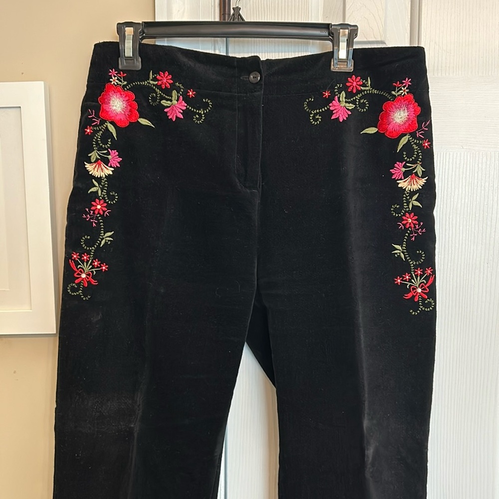 Corduroy velveteen embroidered pants